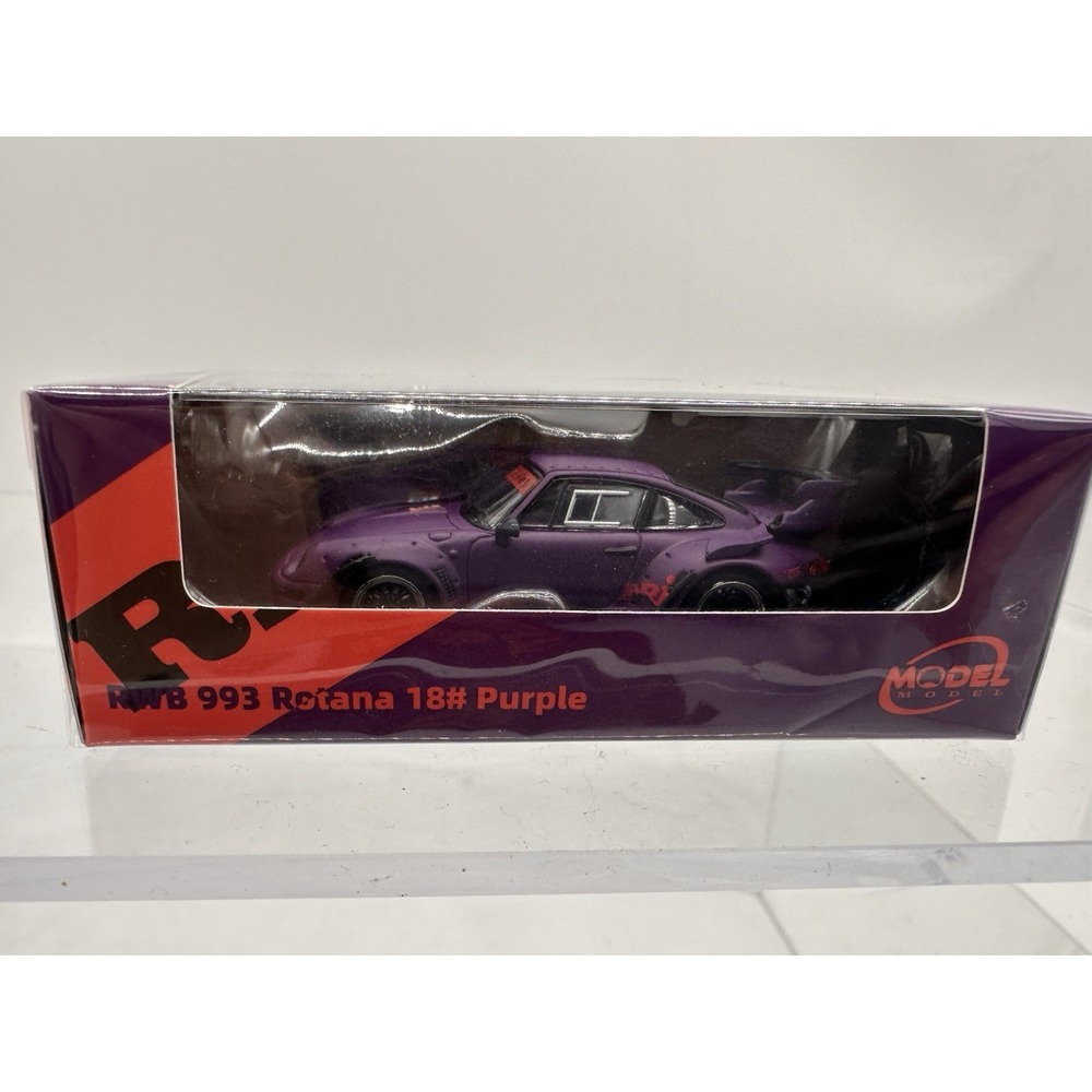 Model Model 1:64 Porsche RWB 993 Rotana 18# Purple Diecast Car Limited Edition